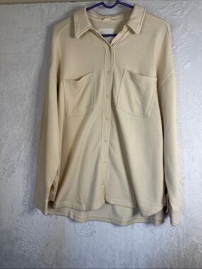 Aerie Small Cream Button-Up Pocket Front Women's Top